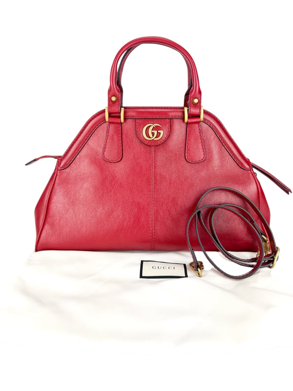 Gucci Red Leather Re(Belle) Tiger Head 2 Way Bag