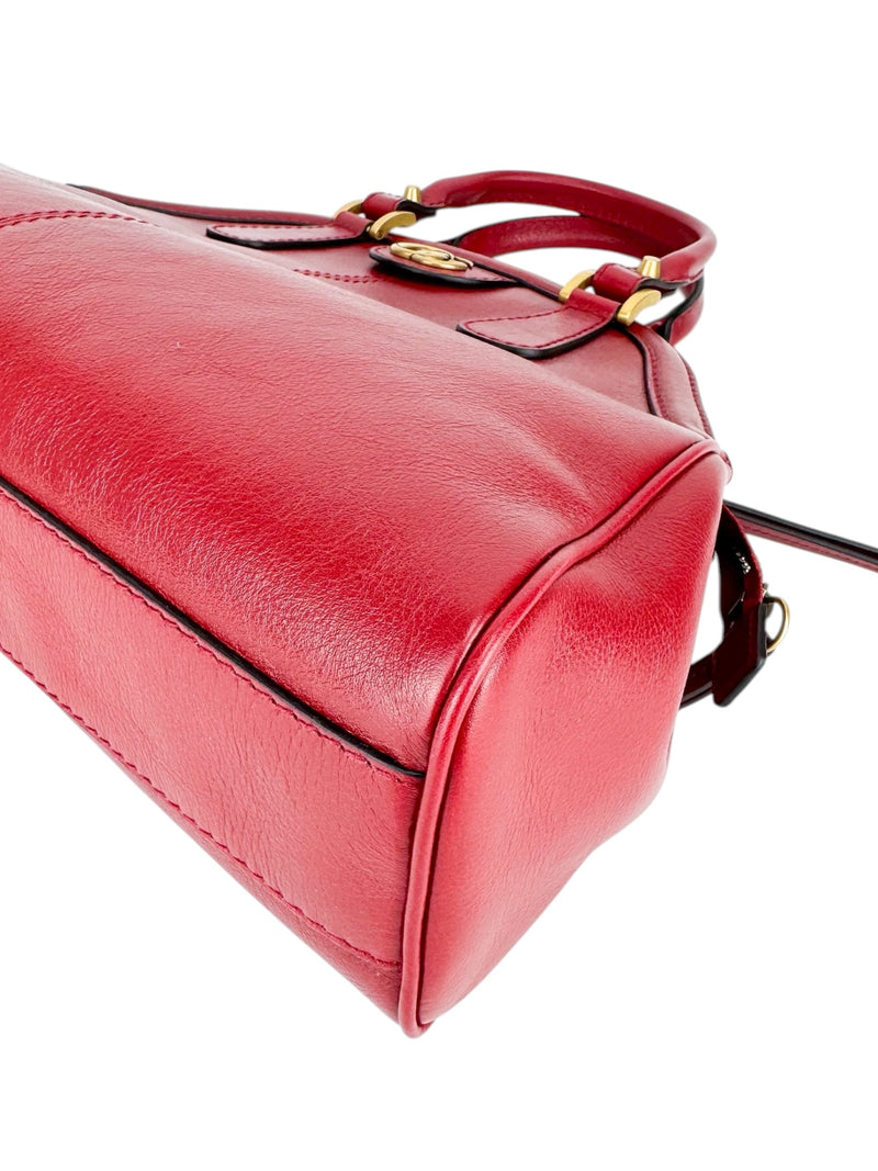 Gucci Red Leather Re(Belle) Tiger Head 2 Way Bag