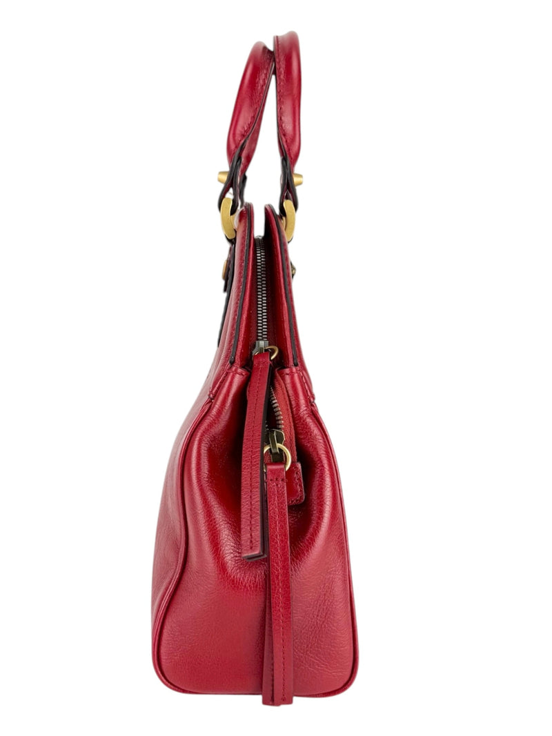 Gucci Red Leather Re(Belle) Tiger Head 2 Way Bag