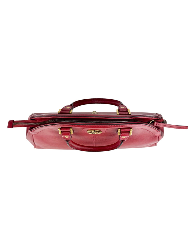 Gucci Red Leather Re(Belle) Tiger Head 2 Way Bag