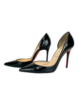 Christian Louboutin Black Patent Leather Iriza Half-d'Orsay Heels 38