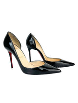 Christian Louboutin Black Patent Leather Iriza Half-d'Orsay Heels 38