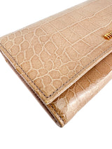 Miu Miu Dusty Pink Croc Embossed Patent Leather Wallet