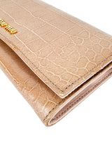 Miu Miu Dusty Pink Croc Embossed Patent Leather Wallet