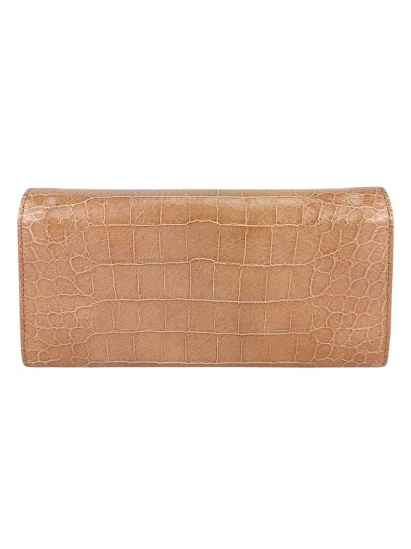 Miu Miu Dusty Pink Croc Embossed Patent Leather Wallet