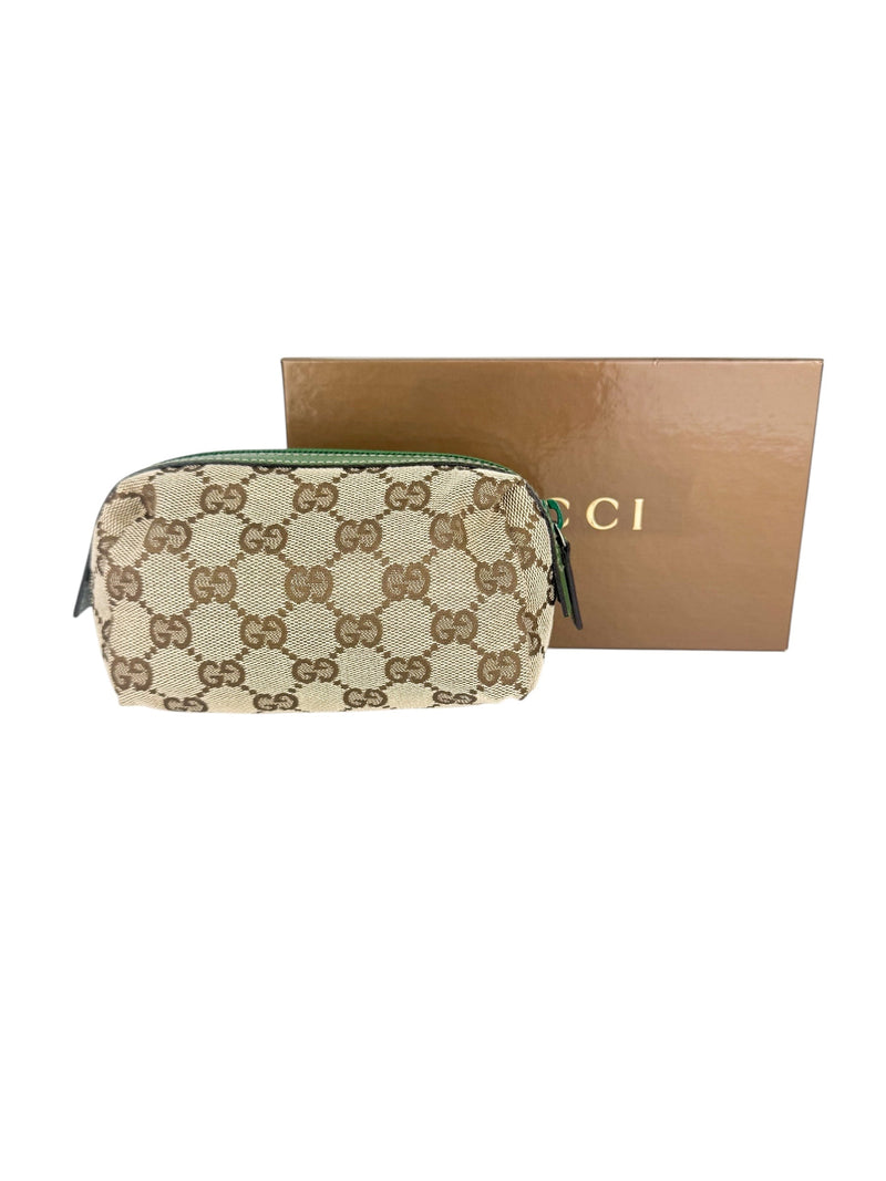 Gucci Brown, Beige and Green Cosmetic Pouch