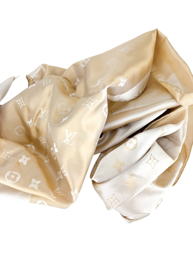 Louis Vuitton Beige and Cream Silk Scarf