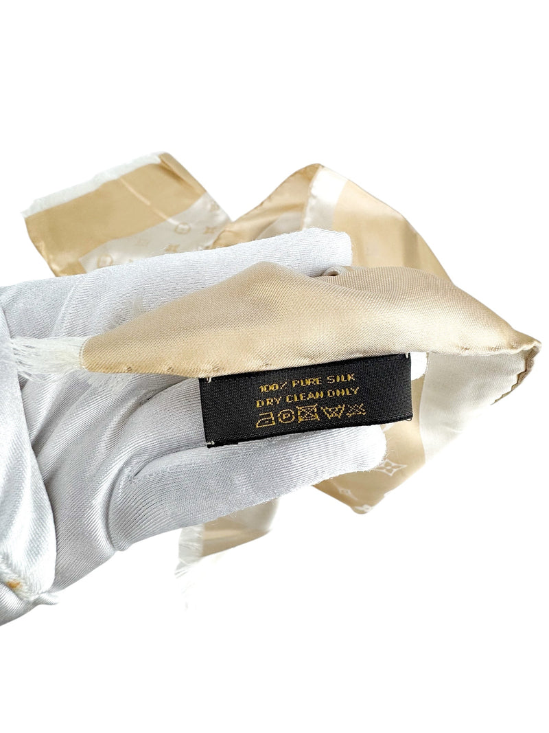Louis Vuitton Beige and Cream Silk Scarf