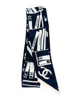 Chanel Navy and Light Tan Silk Bandeau