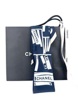 Chanel Navy and Light Tan Silk Bandeau