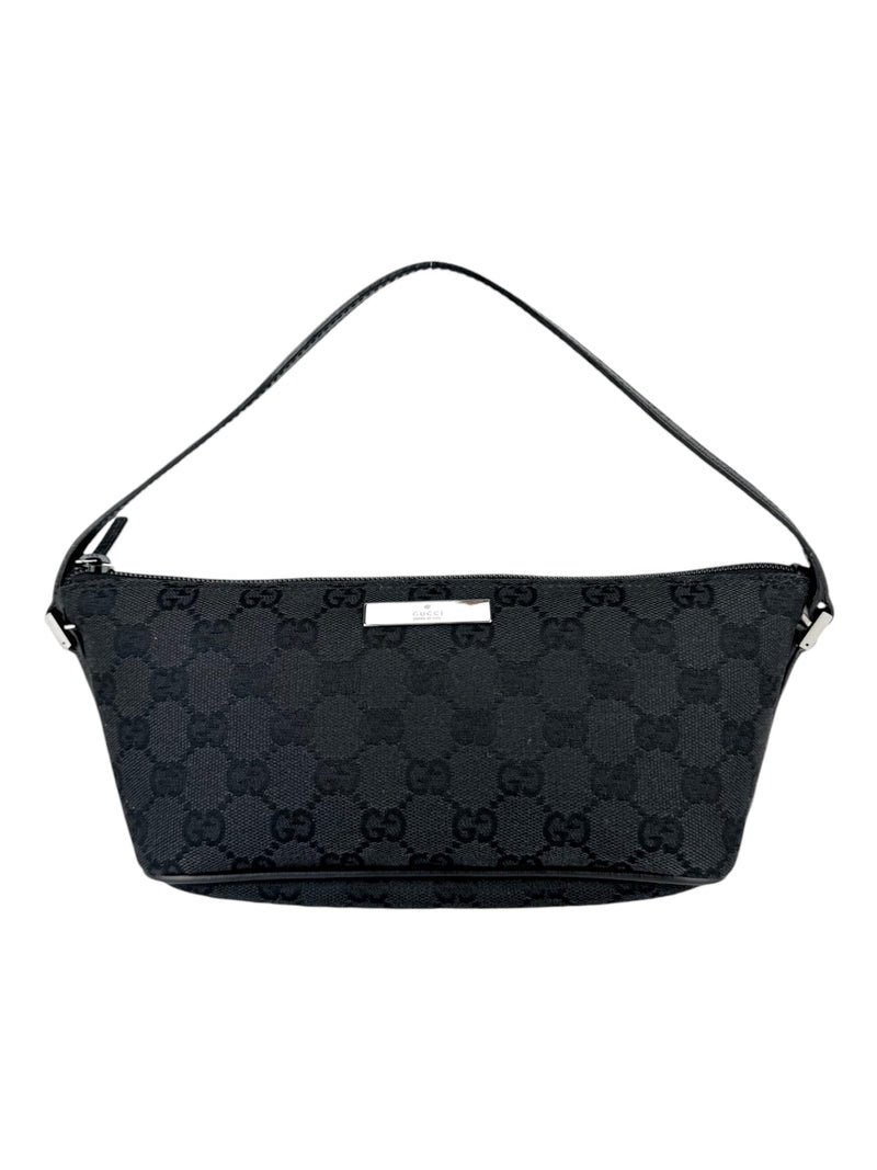 Gucci Black Canvas GG Boat Pochette