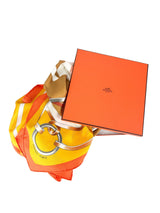 Hermes Orange, Brown and Yellow Silk Scarf 90