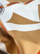 Hermes Orange, Brown and Yellow Silk Scarf 90