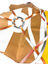 Hermes Orange, Brown and Yellow Silk Scarf 90