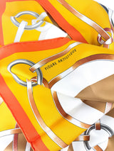 Hermes Orange, Brown and Yellow Silk Scarf 90
