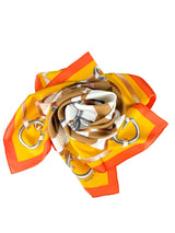 Hermes Orange, Brown and Yellow Silk Scarf 90