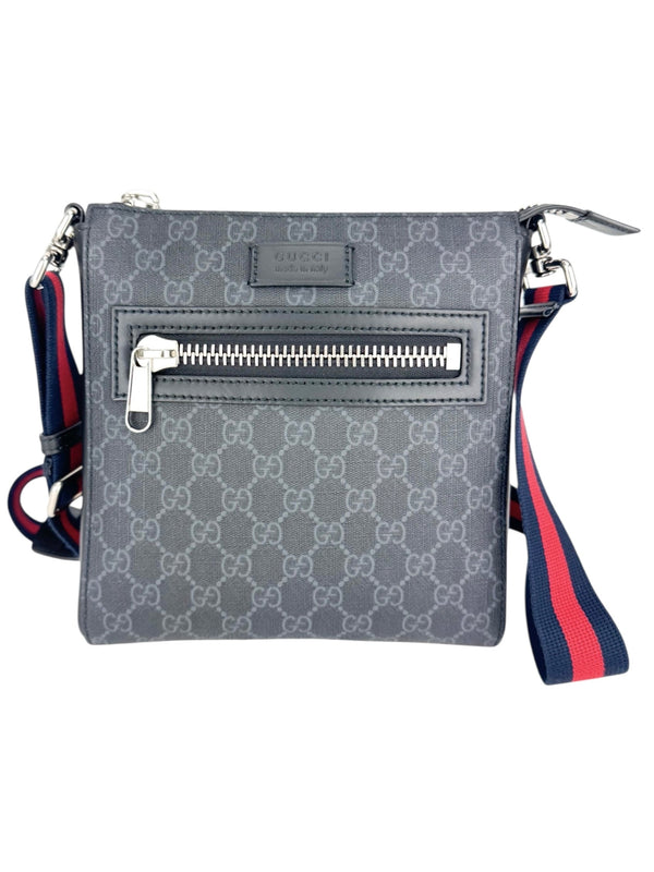 Gucci Black and Grey Coated Canvas GG Supreme Crossbody Bag