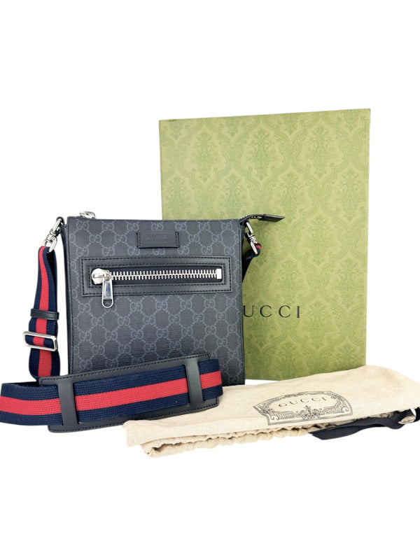 Gucci Black and Grey Coated Canvas GG Supreme Crossbody Bag