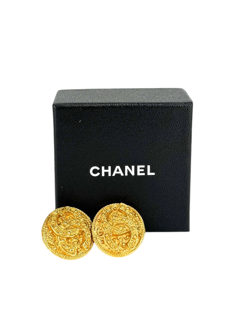 Chanel Gold Coco Mark Vintage Clip-on Earings