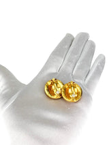 Chanel Gold Coco Mark Vintage Clip-on Earings