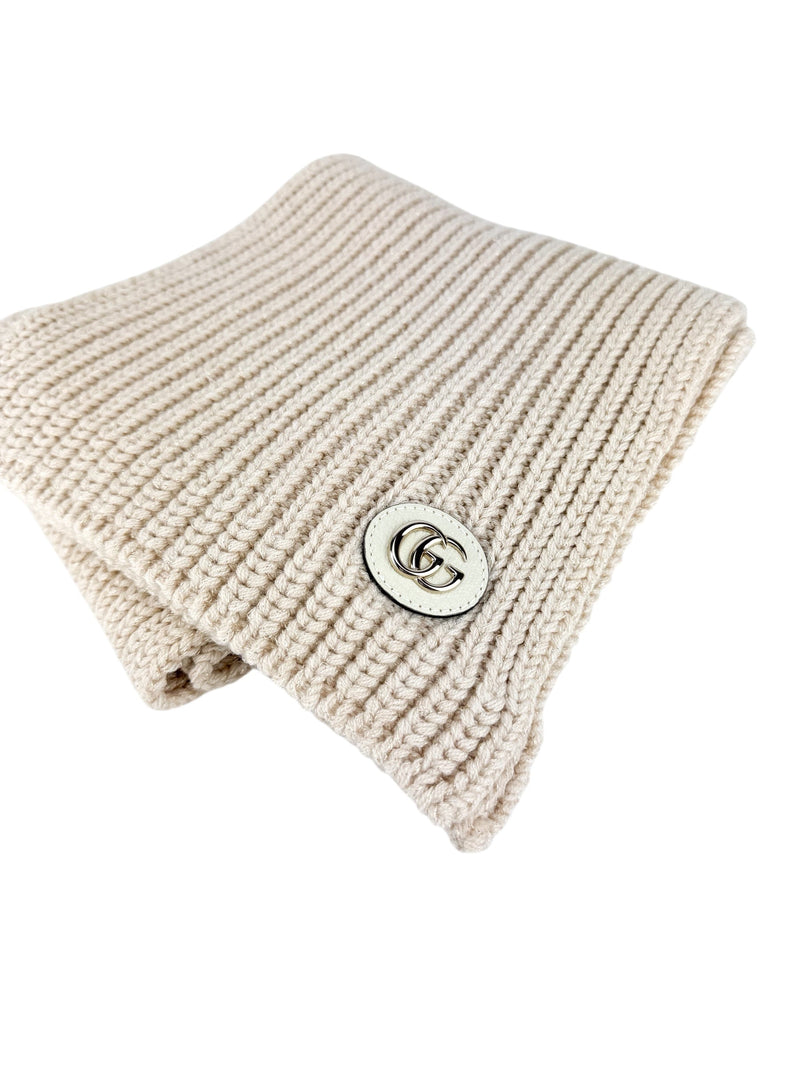 Gucci Light Beige and Gold Woven Scarf