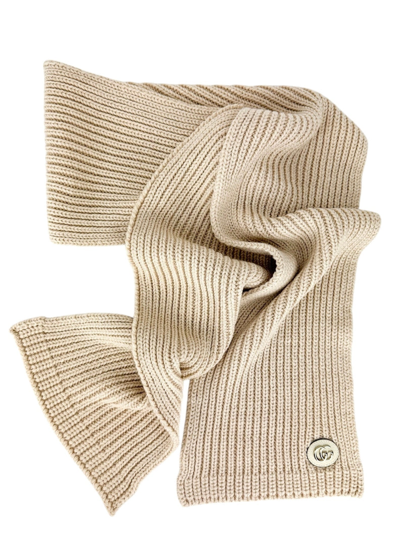 Gucci Light Beige and Gold Woven Scarf