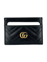 Gucci Black GG Matelasse Chevron Marmont Card Case
