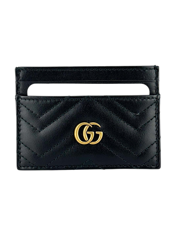 Gucci Black GG Matelasse Chevron Marmont Card Case