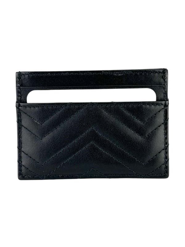 Gucci Black GG Matelasse Chevron Marmont Card Case