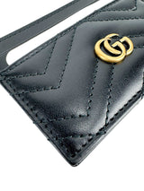 Gucci Black GG Matelasse Chevron Marmont Card Case