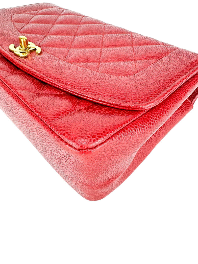 Chanel Red Caviar Leather Diana Shoulder Bag