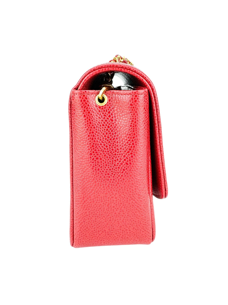Chanel Red Caviar Leather Diana Shoulder Bag