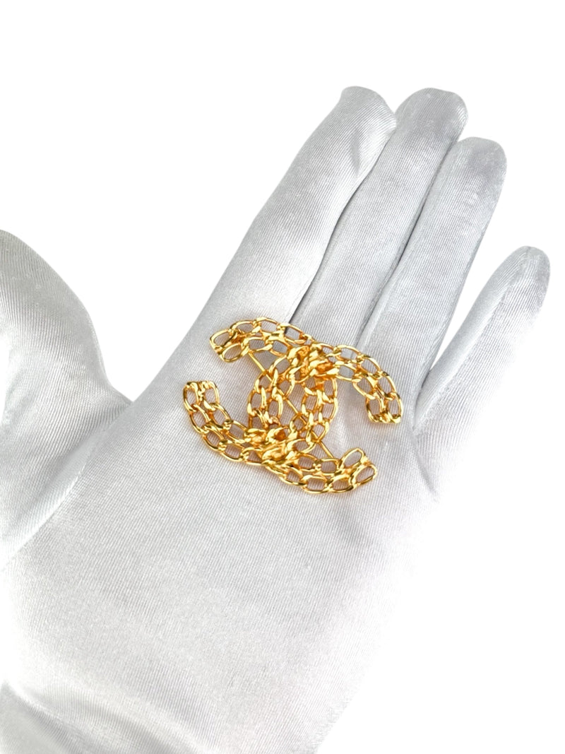 Chanel Gold Coco Mark Chain Brooch