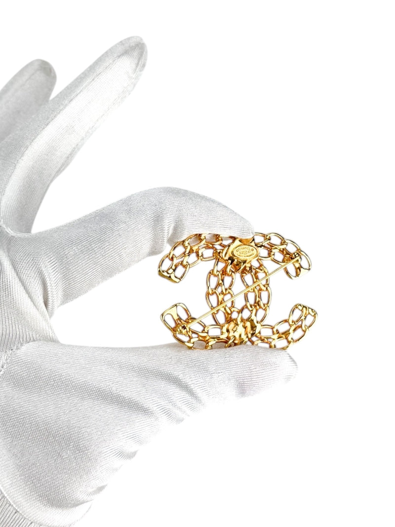 Chanel Gold Coco Mark Chain Brooch