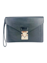 Louis Vuttion Black Epi Leather Pochette Sellier Dragonne Clutch Bag