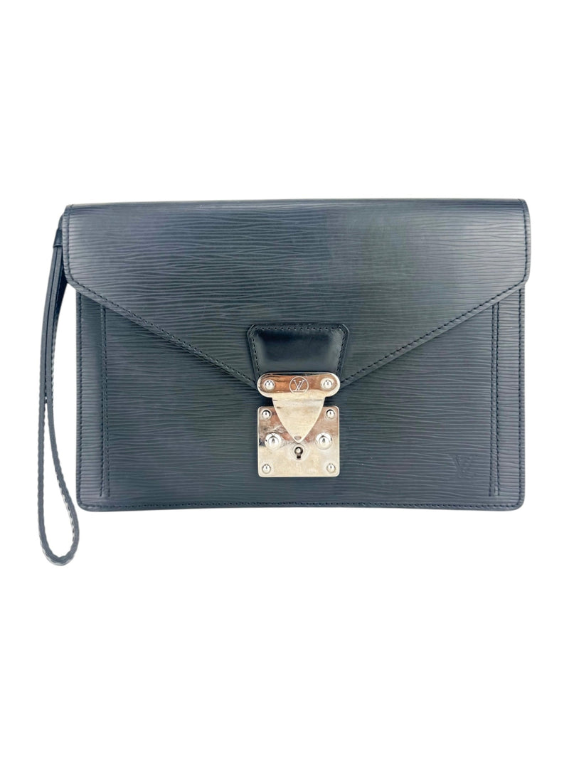 Louis Vuttion Black Epi Leather Pochette Sellier Dragonne Clutch Bag