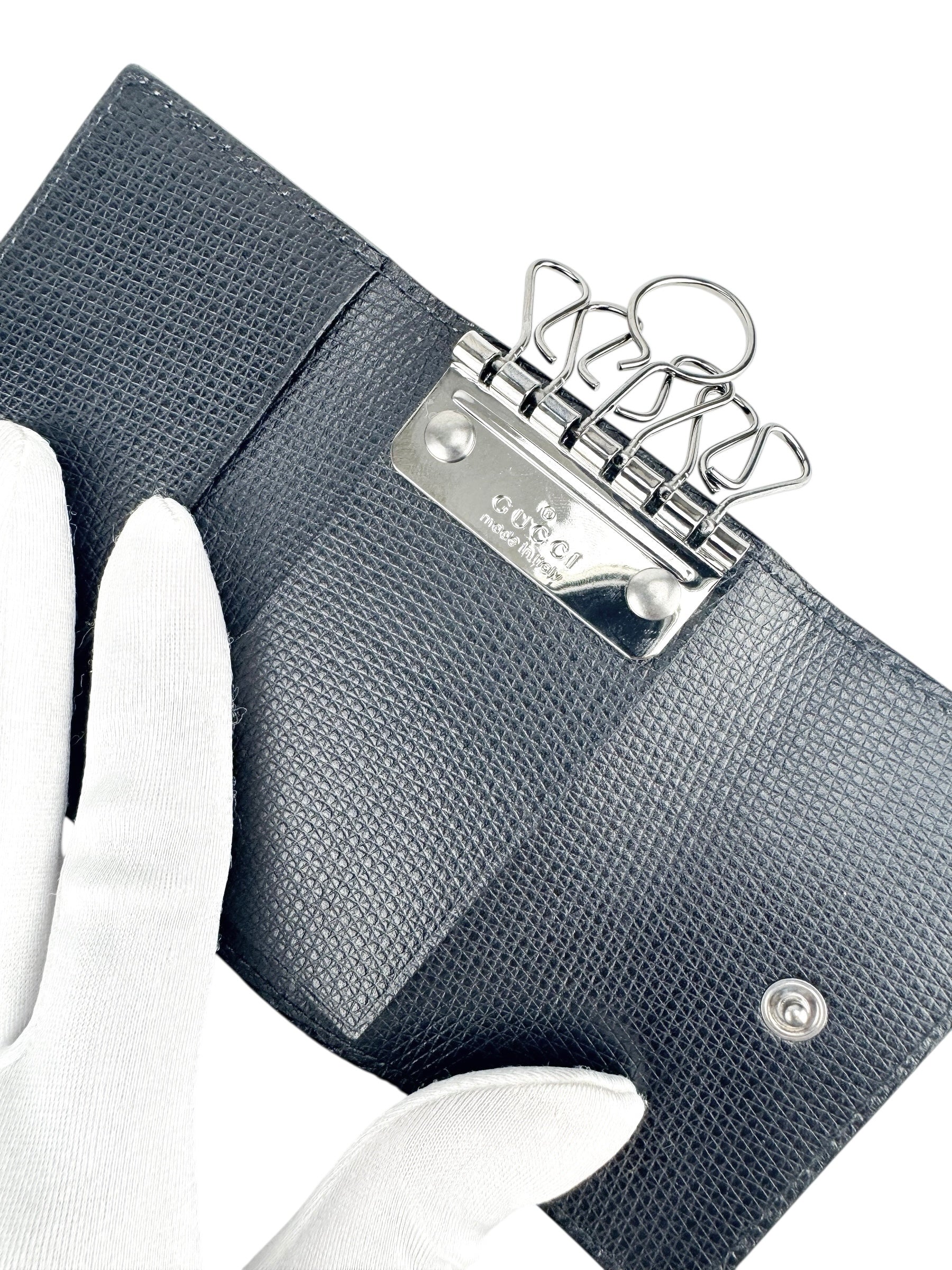 Gucci Black Leather 6-Ring Key Case