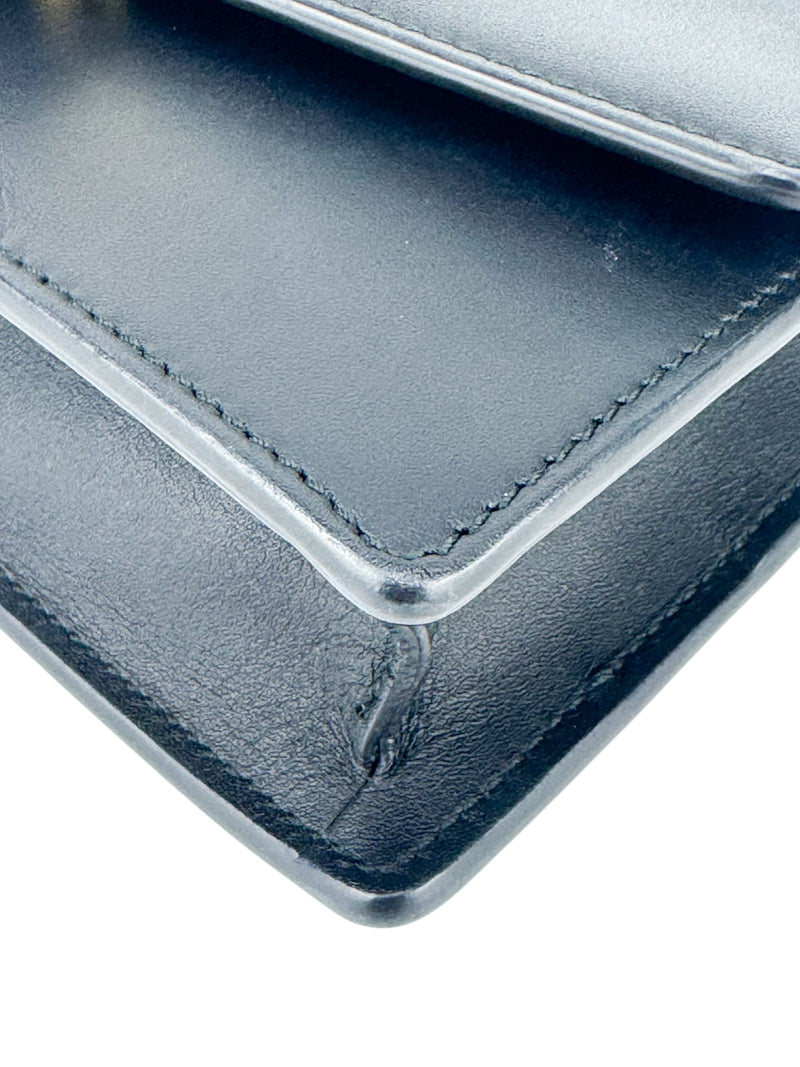 Gucci Black Leather Sylvie Shoulder Bag