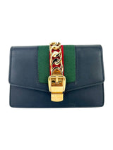 Gucci Black Leather Sylvie Shoulder Bag