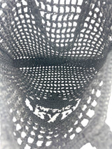 Prada Black Raffia Crochet Logo Tote Bag