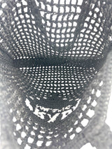 Prada Black Raffia Crochet Logo Tote Bag