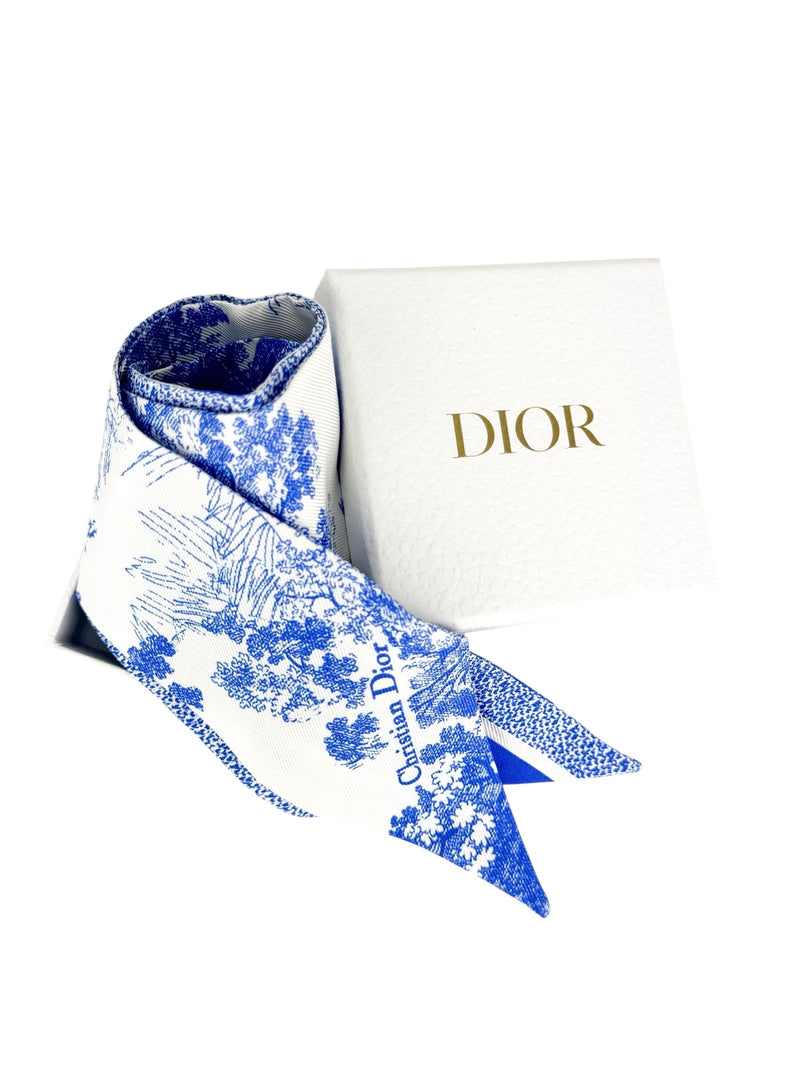 Christian Dior Blue and White Silk Bandeau