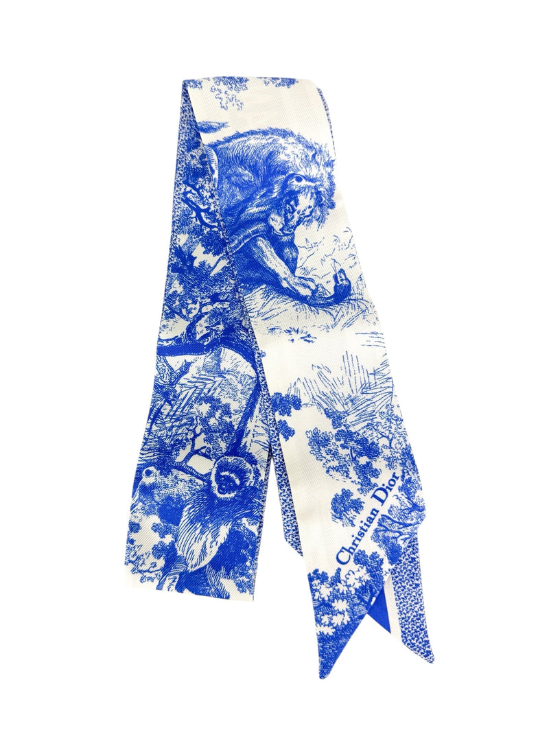 Christian Dior Blue and White Silk Bandeau