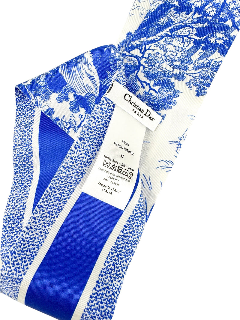 Christian Dior Blue and White Silk Bandeau