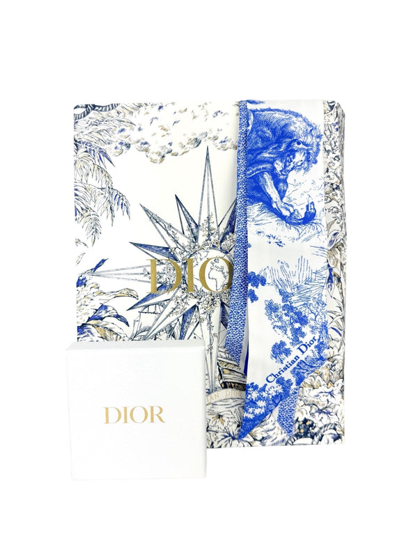Christian Dior Blue and White Silk Bandeau