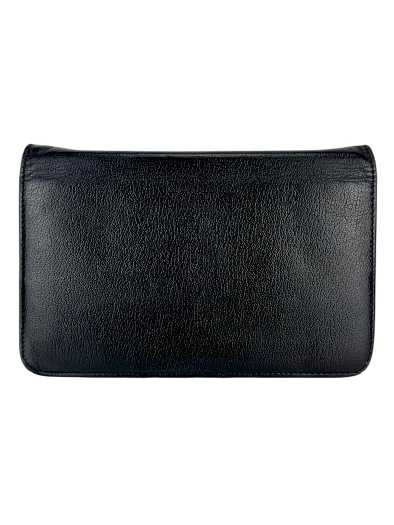 Chanel Black Leather Camellia Wallet On Chain