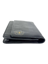 Chanel Black Leather Camellia Wallet On Chain