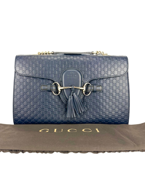 Gucci Navy Microguccisma Emily Shoulder Bag