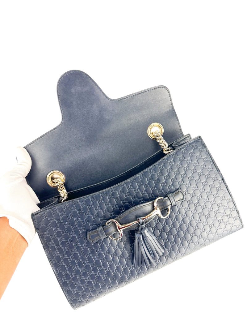 Gucci Navy Microguccisma Emily Shoulder Bag