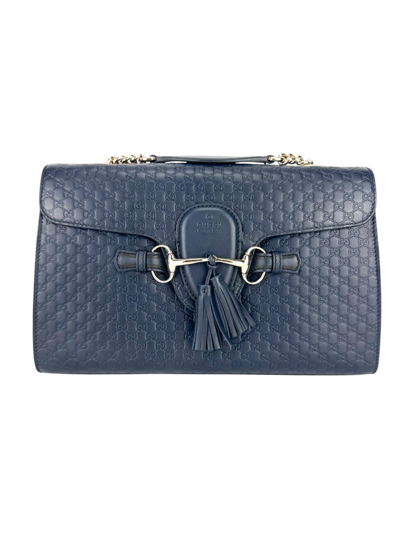 Gucci Navy Microguccisma Emily Shoulder Bag